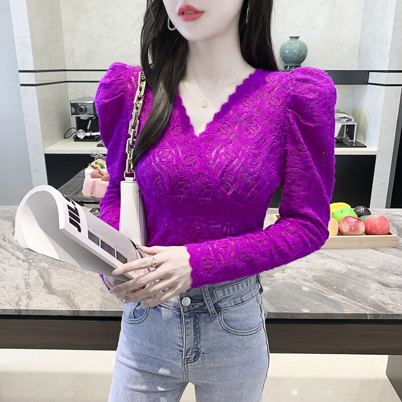 Lace dress women 2023 spring new style slim bottom T-shirt top sexy age reduction trend