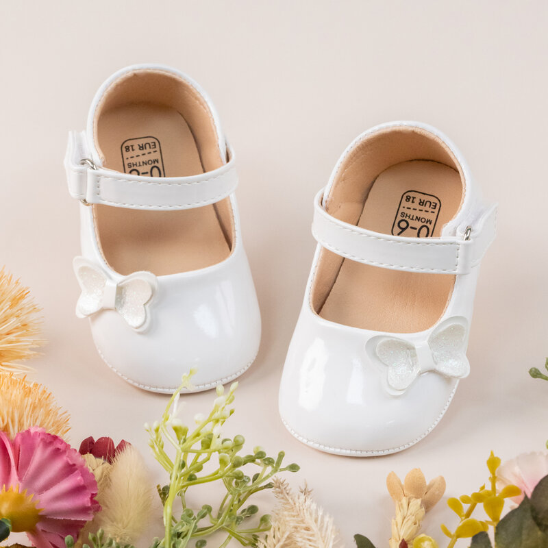 Детская обувь KIDSUN, обувь для новорожденных девочек, обувь принцессы из искусственной кожи для малышей, украшение с бантом, резиновая подошва, нескользящая обувь для первых шагов 0-18 месяцев