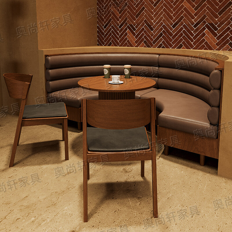 Coffee shop card seat sofa commercial catering table and chair combination restaurant bar milk tea shop solid wood leisure recep