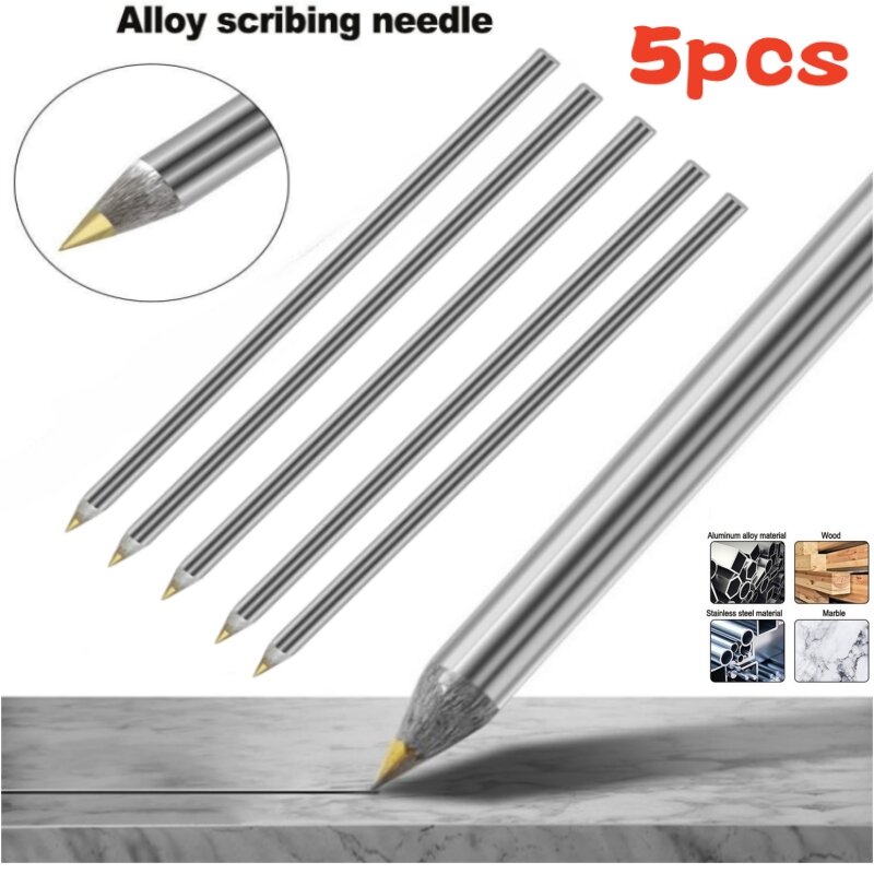 Carbide Alloy Scriber Pen, Scribe Pen, Wood Glass Tile Cutting Marker, Carpintaria Metal Lettering Ferramenta de Mão, Scribing Needle, 3 5Pcs