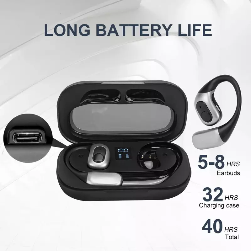 Air Conduction Bluetooth 5.3 słuchawki Sport wodoodporny wyświetlacz Led słuchawki bezprzewodowe radio HiFi słuchawki douszne otwarte słuchawki douszne