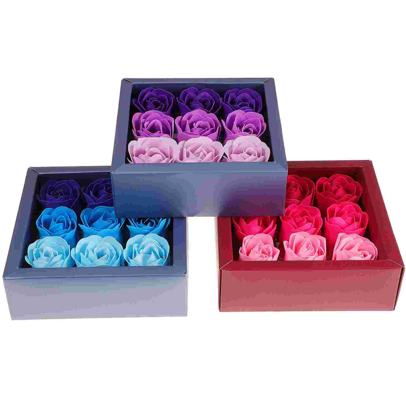 3 коробки, розы, подарок, свежие цветы, мыло с градиентом, романтические розы, искусственные цветы