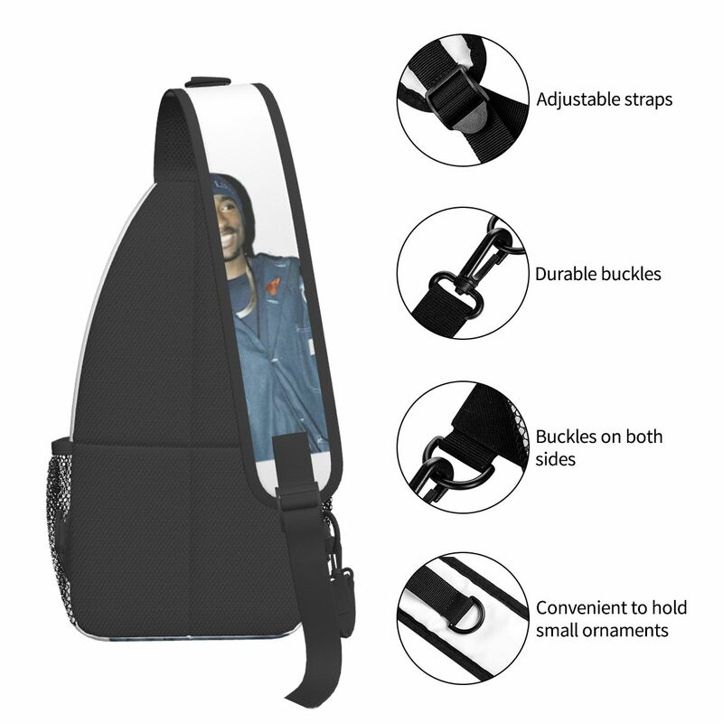 Tupac-bandolera pequeña con foto Simple, bolso cruzado de pecho, mochila de hombro, mochila de viaje, mochila de día, rapero 2pac, moda