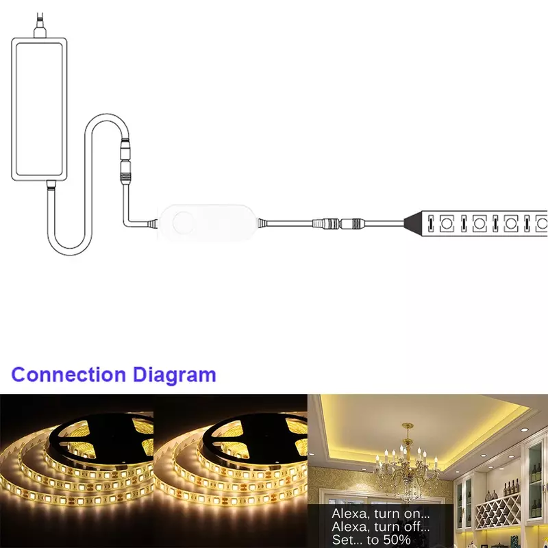 ミニzigbee調光器,装飾ライト,調整可能な強度のある調光器,DC12V-24V 5050 3528 LEDストリップライトは,alexa smartThingsで動作します