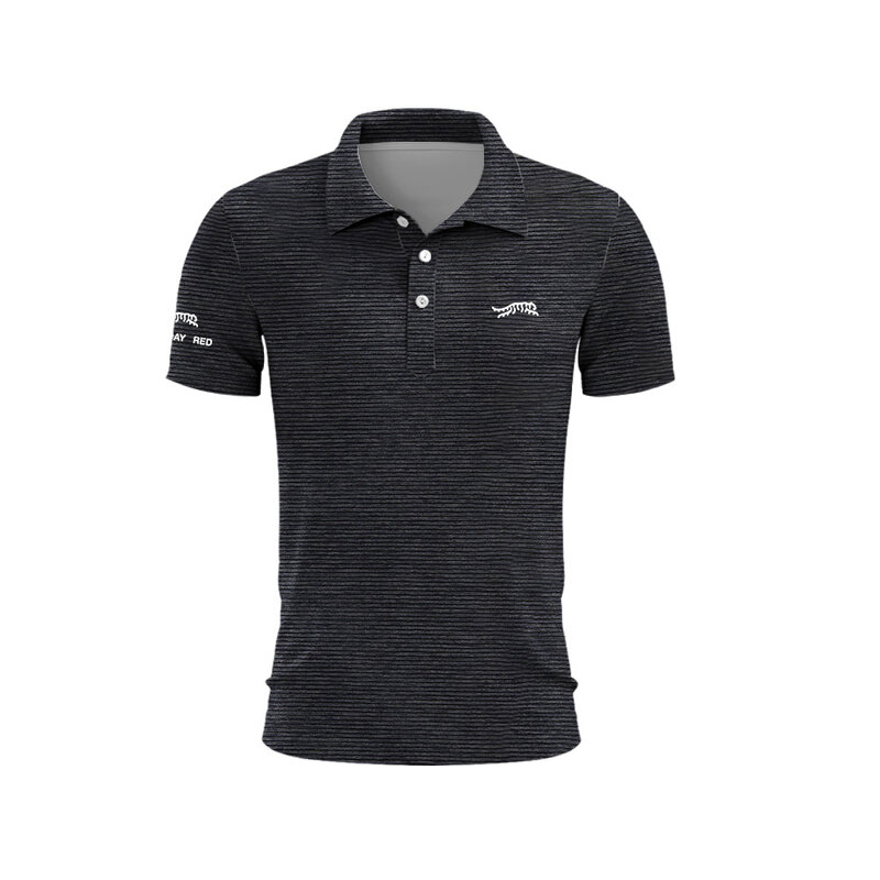 Tiger Woods Golf Sun Day Red Golf Polo Shirt Men's Summer Golf T-Shirt Top Quick Drying Golf Club Button Up T-Shirt Polo Shirt
