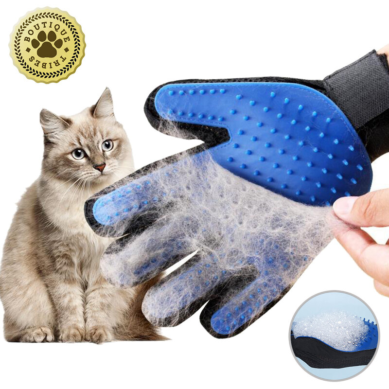 Gato acessórios de borracha pet grooming luvas limpeza removedor de pêlos animais escova scratcher para gatos pentear massagem esquerda