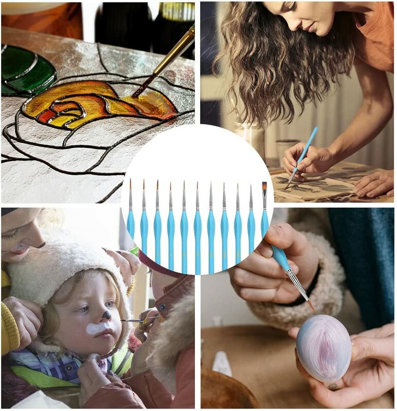Nylon Paint Brush Set, Desenho de Arte Ferramentas para Nail Artists, Aquarela acrílica, Óleo Guache, Micro Detalhamento, Suprimentos Finos, 11Pcs