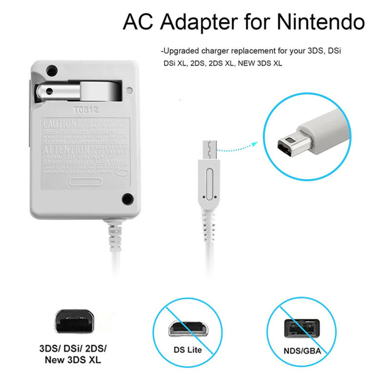 Adaptador de corriente AC para Nintendo 3ds, cargador de enchufe europeo y estadounidense de 100V-240V, interruptor apdapter XL, 2DS, DS, DSI