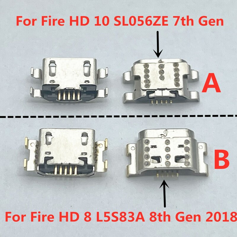 Conector de carga USB para Amazon Kindle Fire SL056ZE 7th Gen HD 8 10 L5S83A 8th Gen 100 HD8, 5-2018 piezas