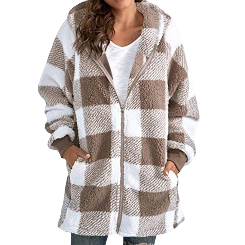 Mantel Hoodie wanita, ukuran besar, kain lembut nyaman, cocok untuk belanja