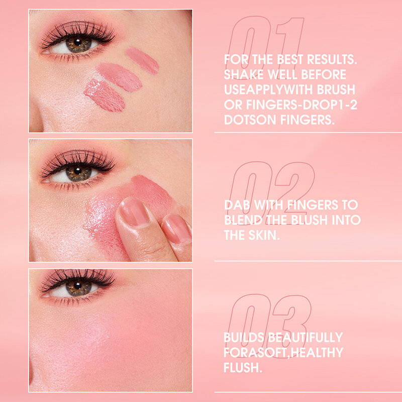 Liquid Face Liquid Blush Natural Smooth Cheek Rouge Long Lasting Waterproof Makeup Blusher Peach Creamy Face Makeup Cosmetic