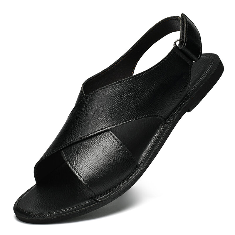 Nowe letnie męskie sandały Retro oddychające z prawdziwej skóry codzienne buty ręcznie robione miękkie męskie kapcie męskie sandały plażowe