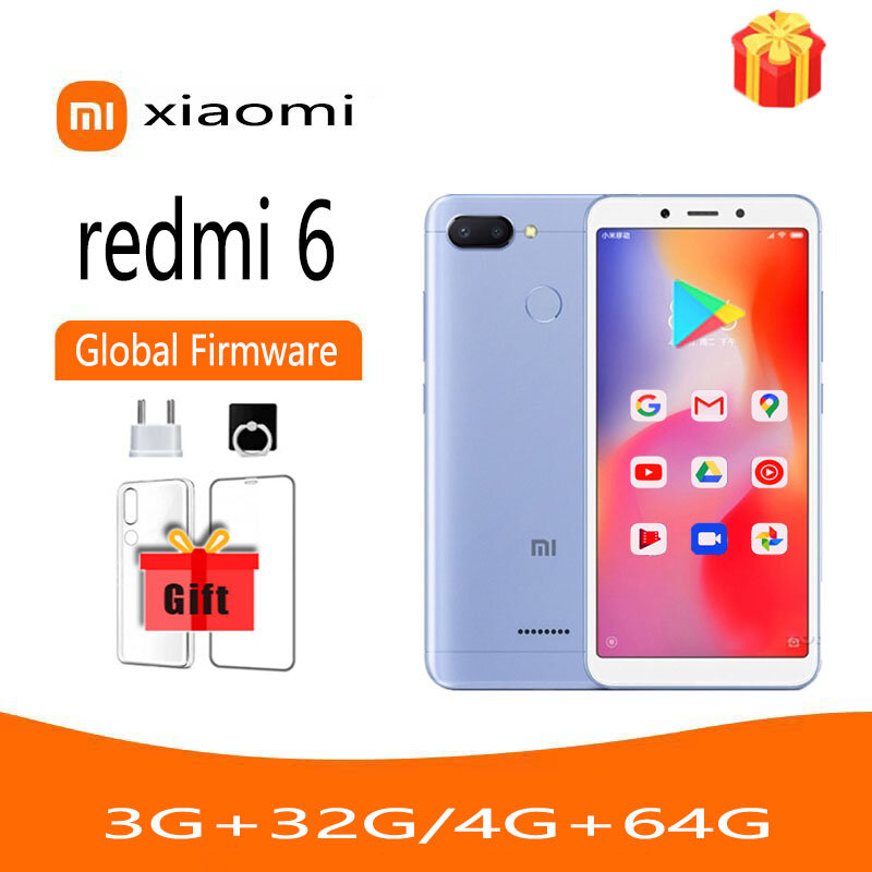 Globale Firmware Xiaomi Redmi 6 Smartphone 4g 64g Google Play 5,45 "Vollbild, Handy, ai Gesicht, 3GB, 32GB