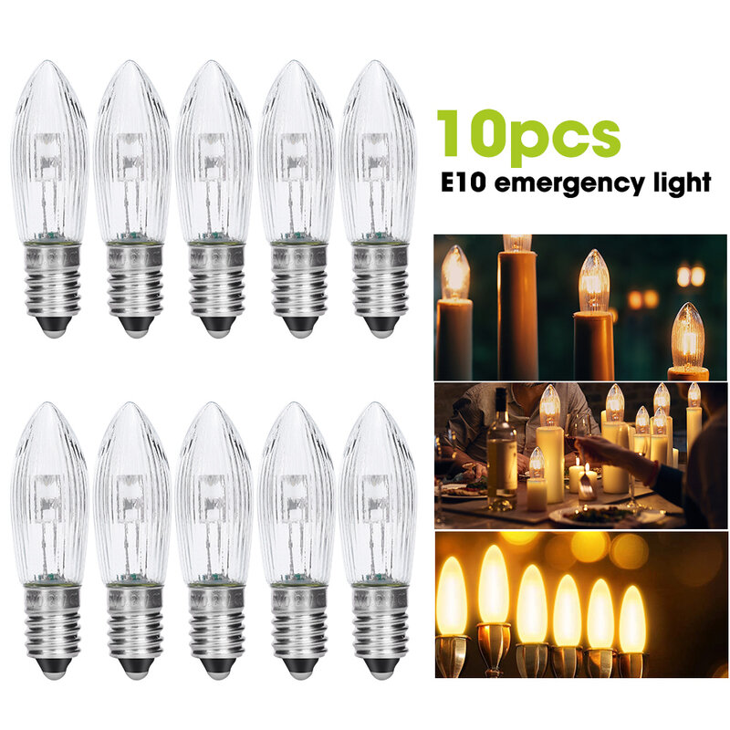 10 Buah E10 Bohlam Lampu Pengganti Lampu Lilin LED untuk Rantai Lampu 10V-55V AC untuk Kamar Mandi Dapur Rumah Lampu Bohlam Lampu Dekorasi