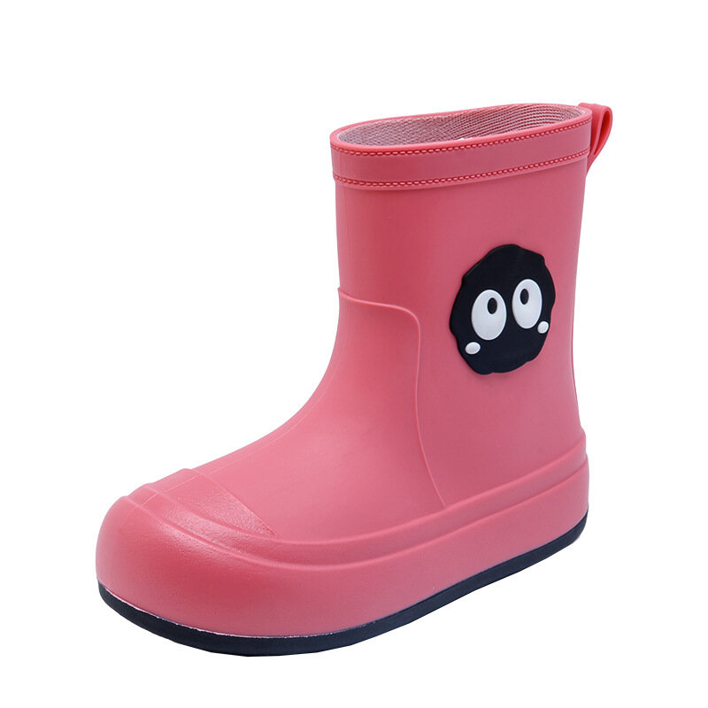 Sepatu hujan kartun wanita, sepatu bot PVC setengah betis tahan air anti selip keluar dengan beludru hangat untuk siswa