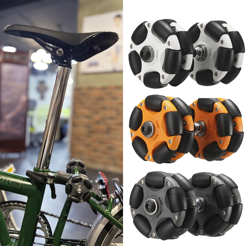 2PCS 58mm Omni Easy Wheels for Brompton Folding Bicycle Accessories Roller Rack Wheels with Bearing M6*60MM Screws 10KG Load