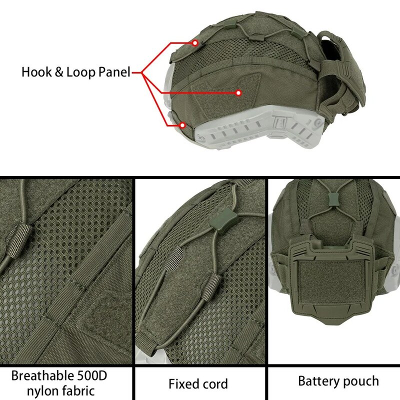 IDOGEAR Helmet Cover For Tactical Maritime Helmet with NVG Battery Pouch Hunting Accessories 3812