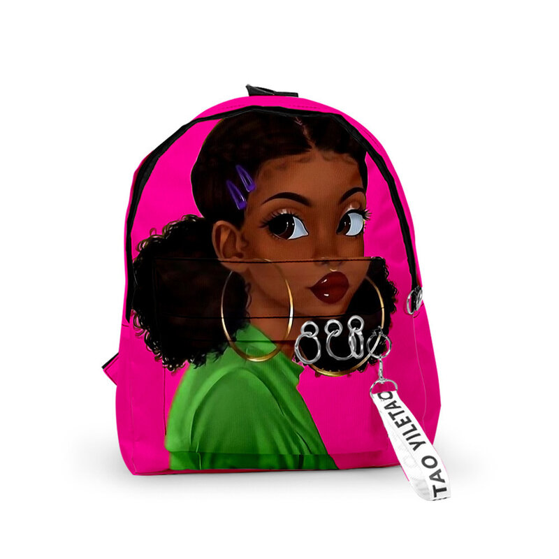 인기 트렌디한 아프리카 소녀 배낭, 소년 소녀 학생 학교 가방, 3D 프린트 키체인 옥스포드 방수 귀여운 작은 배낭