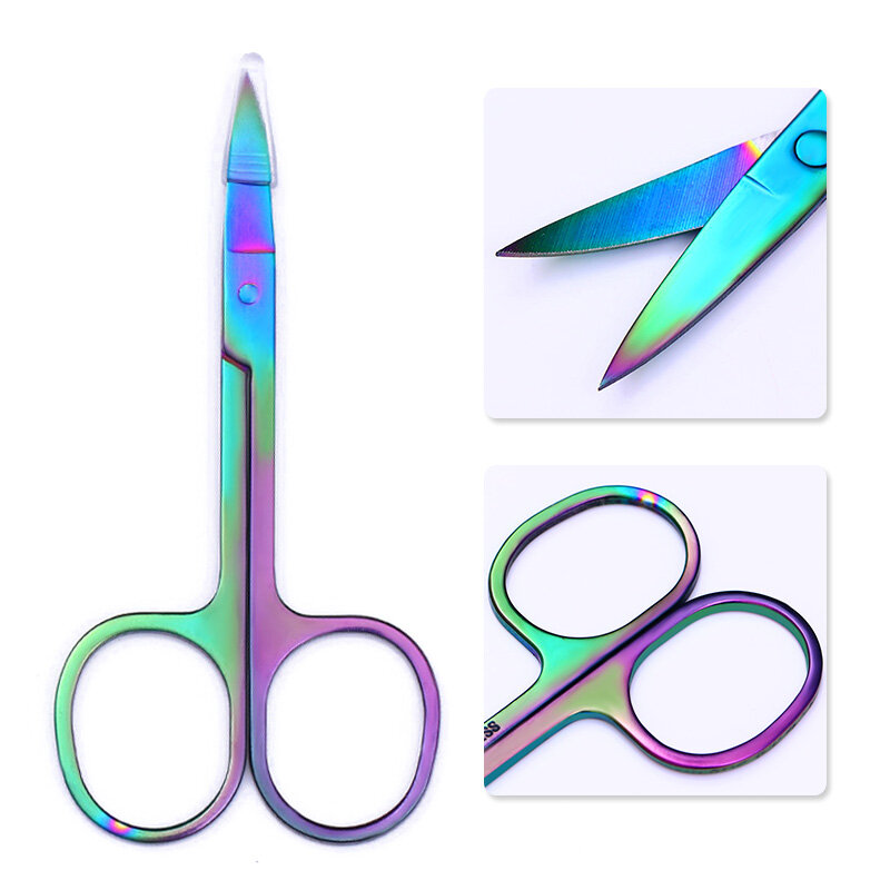 Chameleon Curved Head Eyebrow Scissor Makeup Trimmer Facial Hair Remover Manicure Scissor Nail Cuticle Tool