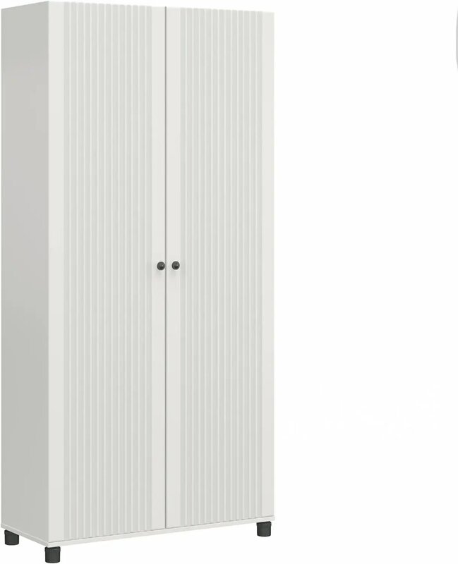 Evolution Kendall-armario de almacenamiento de 2 puertas, 36 "de ancho, color blanco estriado