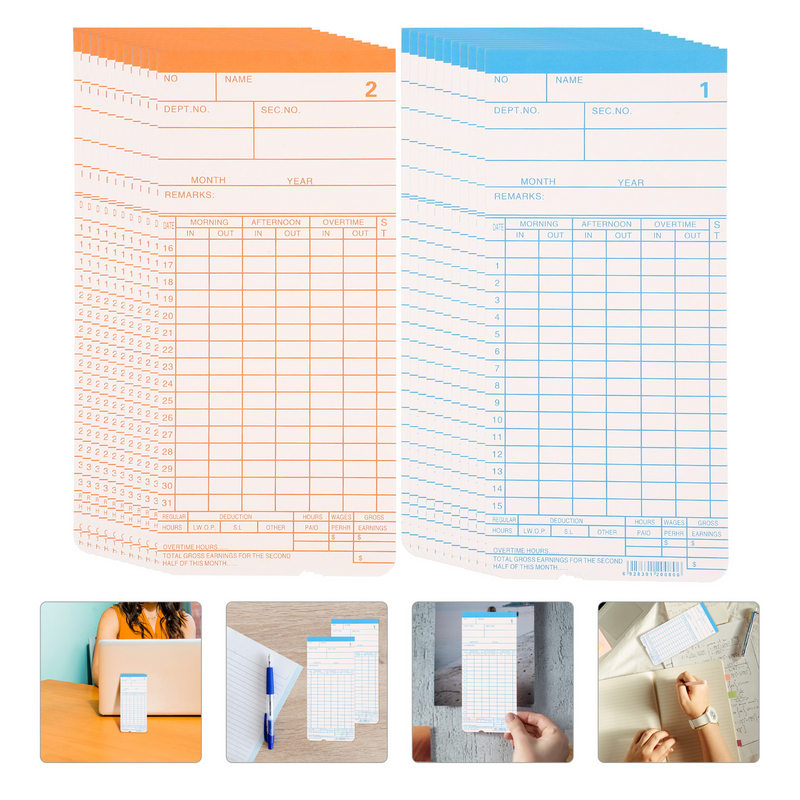 Double-Sided Time Cards, Attendant Punch Card, Material de Escritório, Papel, Dupla Face