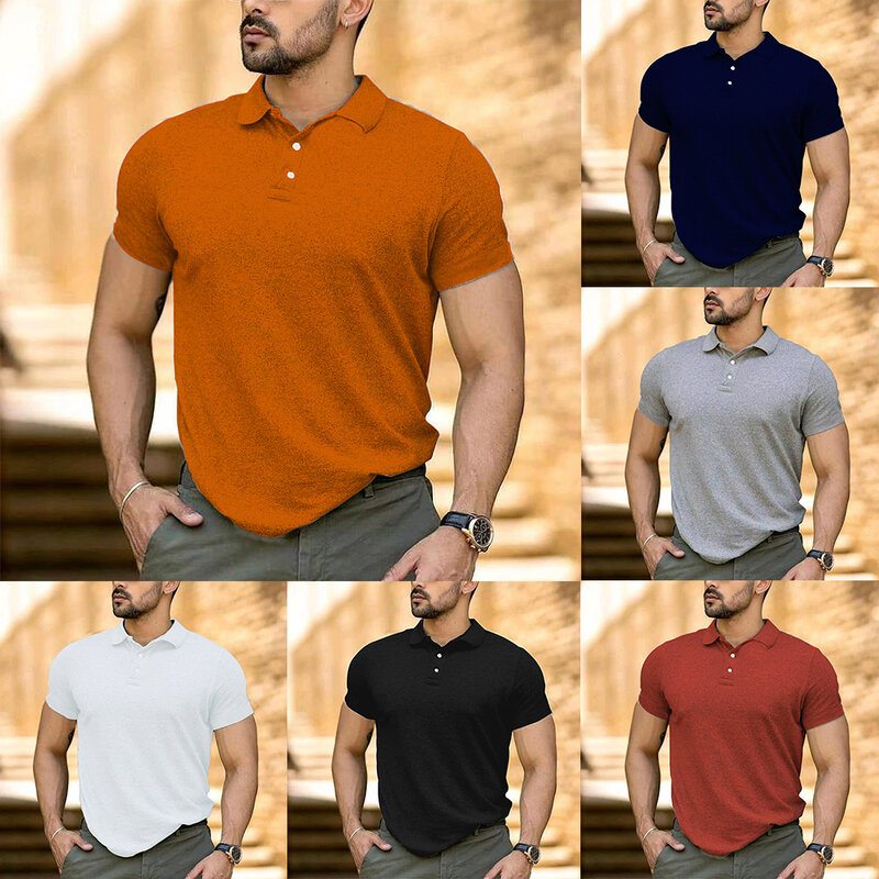 Mode Hommes T-Shirt Y-Blouse Top Business Col En V Bouton Décontracté L-3XL L-XXXL Hommes Plus La Taille Chemise En Polyester
