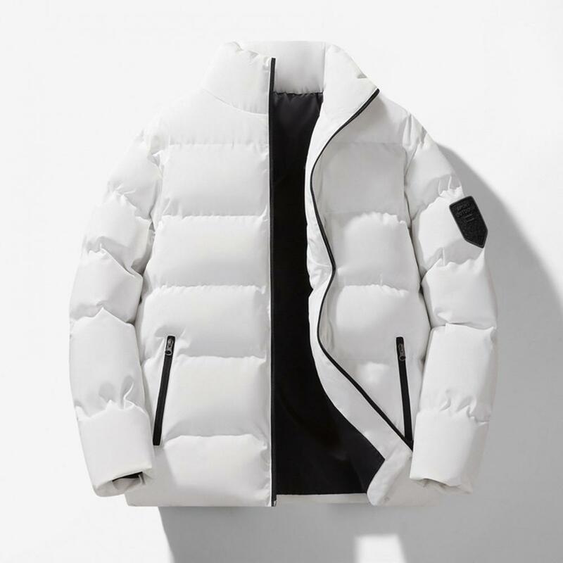 Abrigo coreano de algodón con cuello levantado para hombre, chaqueta acolchada de algodón cortavientos, ropa de exterior informal, abrigo de plumón con cierre de cremallera, Invierno