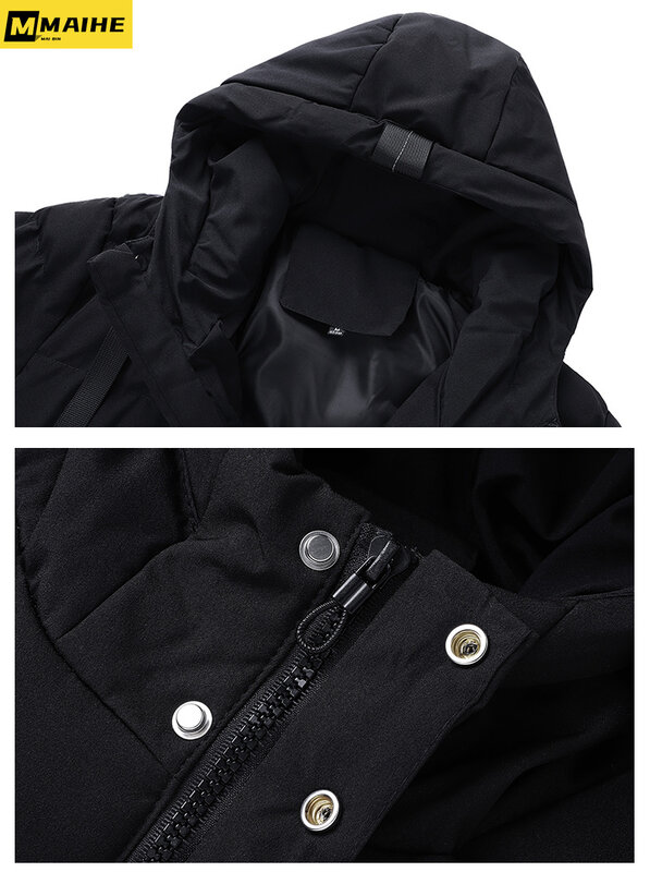 Мужская зимняя куртка 22024 Корейская версия модная и модная теплая парка пальто средней длины с толстой подкладкой мужская одежда