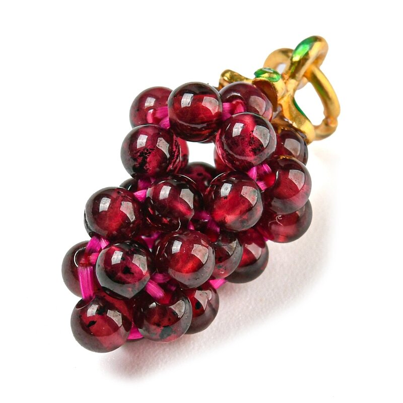 10 buah alami Garnet bulat Cluster liontin anggur pesona untuk membuat DIY perhiasan anting kalung gelang pesona persediaan