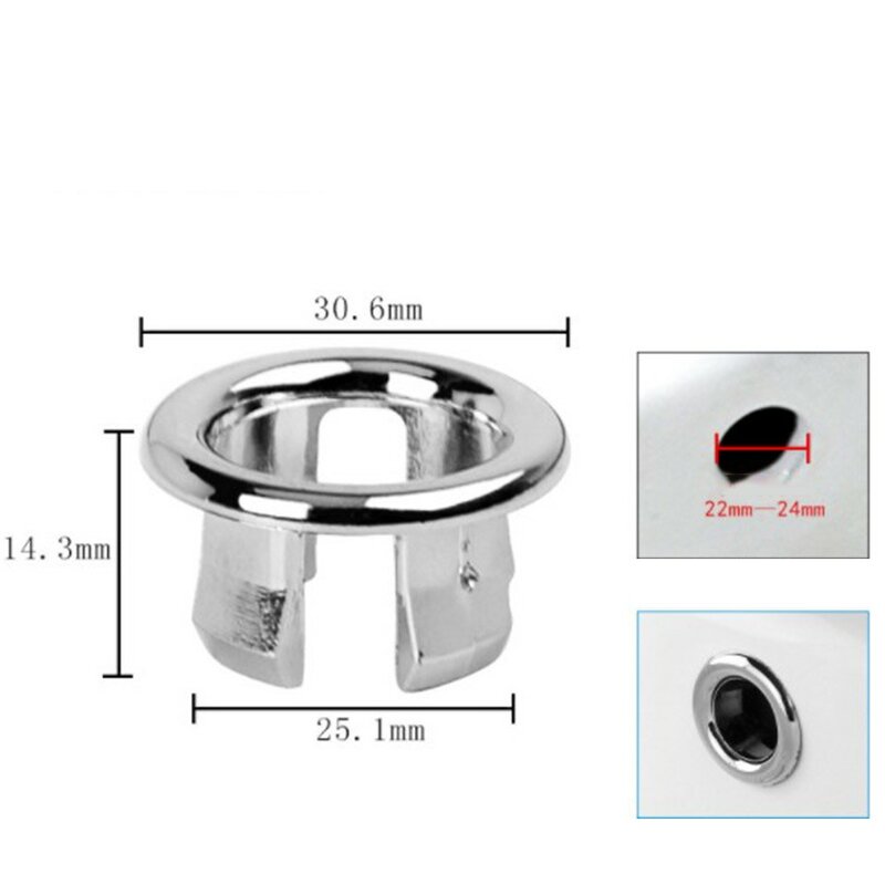 2pc lavello troppopieno anello bagno cucina lavello scarico foro copertura lavabo inserti rotondi Set di accessori per il bagno