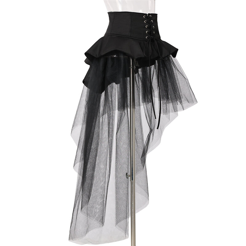 Jupe corset gothique pour femme, steampunk, irrégulière, cocktail, sirène, Halloween, fête gothique, jupes à ceinture en tulle