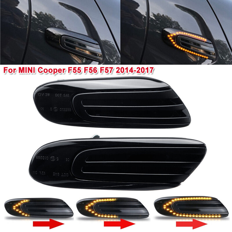 Luces LED de posición lateral delantera de coche, luz intermitente para Mini Cooper F55 F56 F57 2014-2017, color ámbar, 2 uds./Set