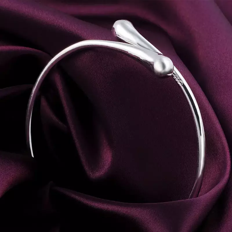 Bracelet à Double Tête Ronde en Argent pour Femme, Modèle Classique de Haute Qualité, pour Mariage, Vente en Gros
