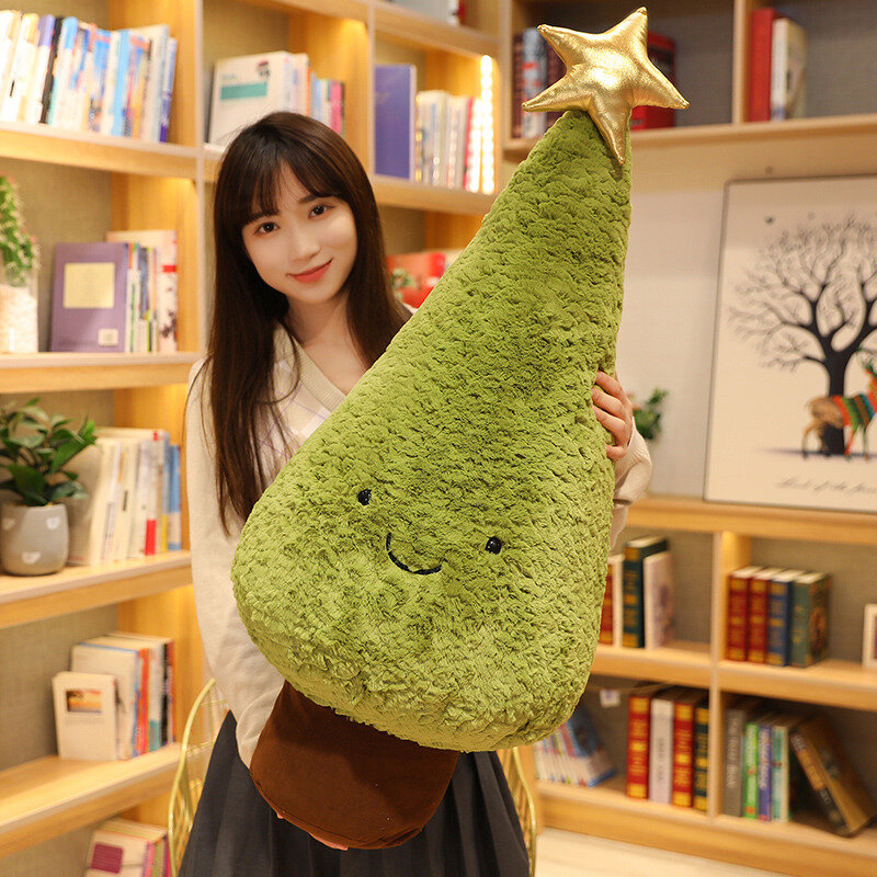 시뮬레이션 크리스마스 트리 봉제 장난감, 귀여운 에버그린 봉제 베개 인형, 크리스마스 원피스 박제 나무, 30-90cm