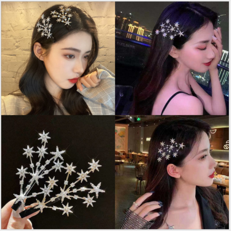 Shiny Haarnadel Strass Pentagramm Haar Clip Glitter Haar Clip Weibliche Mädchen Koreanische Entenschnabel Haar Clips Frauen Styling Zubehör