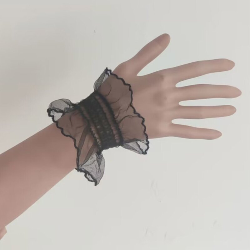 ข้อมือข้อมือสำหรับผู้หญิงแฟชั่นจีบลูกไม้เสื้อที่ถอดออกได้ปลอมแขนเสื้อหวานตกแต่งชุดอุปกรณ์เสริม