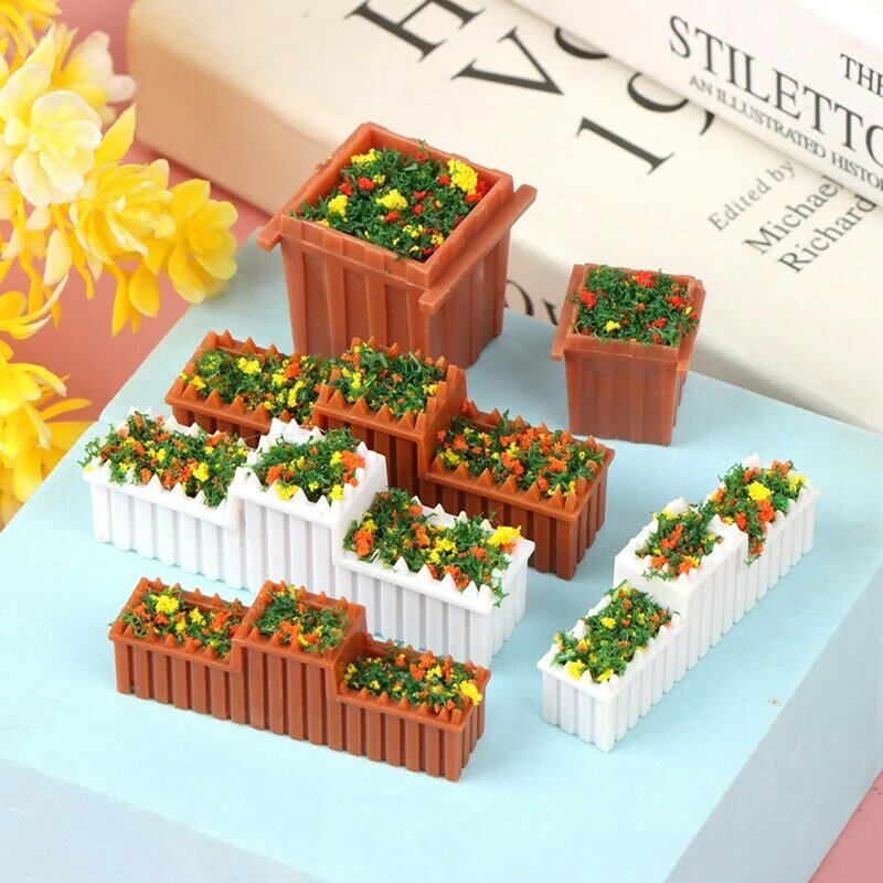 1 Set 1:12 Doll House Miniature Flowers Garden Flower Beds Ornament Mini Potted Plant Flowers Pot