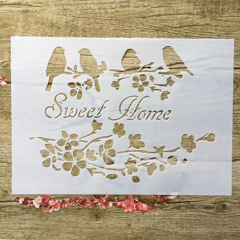 A4 29*21cm Sweet home vogel DIY Schablonen Wand Malerei Sammelalbum Färbung Präge Album Dekorative Papier Karte Vorlage