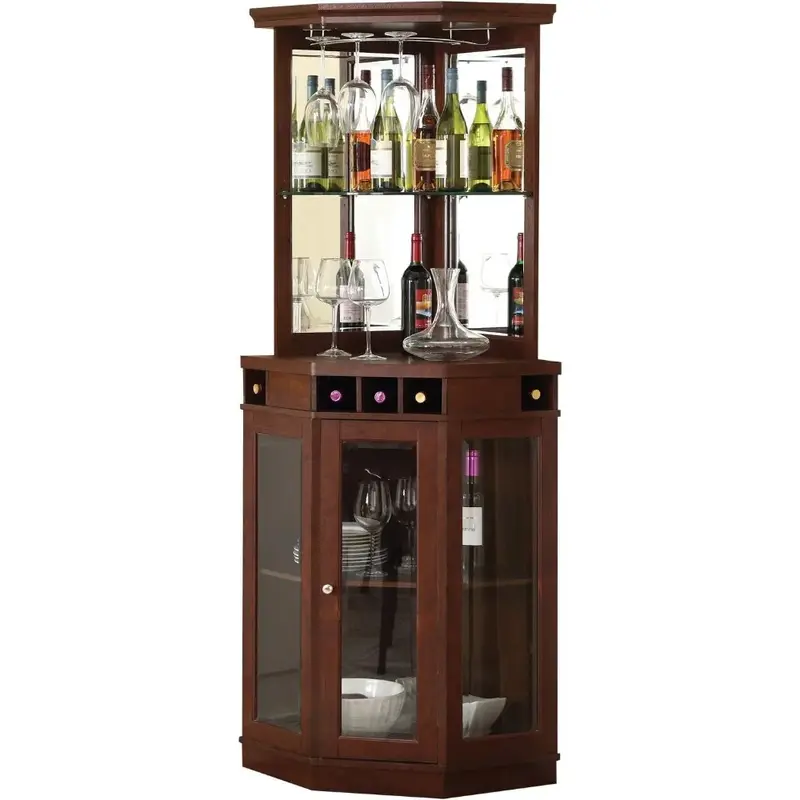 Casual Corner Bar or Gorgeous Restaurant, Rosewood Display Cabinet Display Cabinet with Wooden Frame and 5 Bottle Wine Rack