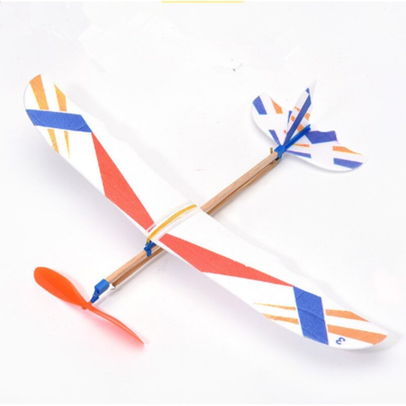 Elástico Montagem Modelo de Avião para Crianças, Planador Voador DIY, Elástico, Powered Science Toy, Avião Voador