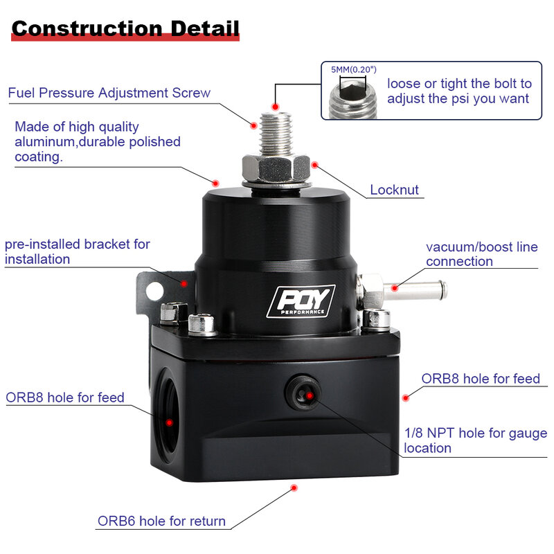 AN8 hochdruck kraftstoff regler w/ boost - 8AN 8/8/6 EFI Kraftstoff Druckregler mit manometer PQY7855