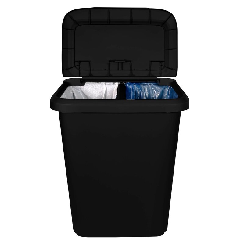 Мусорная корзина объемом 20,4 галлонов, пластиковая двухфункциональная большая кухонная мусорная корзина, Черная