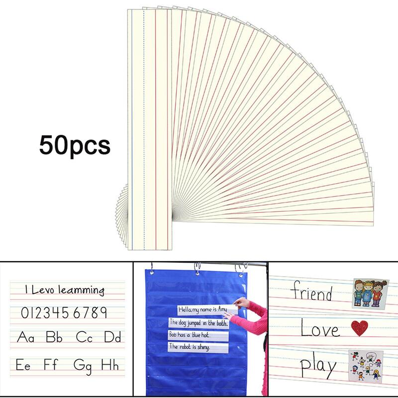 50 Sheets Sentence Strips, Preschool Activities School Supplies   Erase Cards for Homeschool Classroom  Children