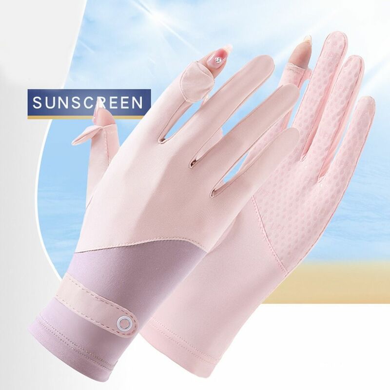 Нескользящие летние варежки для сенсорного экрана, женские перчатки, шелковые перчатки, солнцезащитные перчатки
