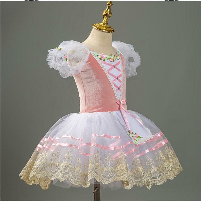 Tutú de Ballet profesional para adultos y niños, vestido de tutú de Ballet de flores, leotardo rosa, vestido de bailarina