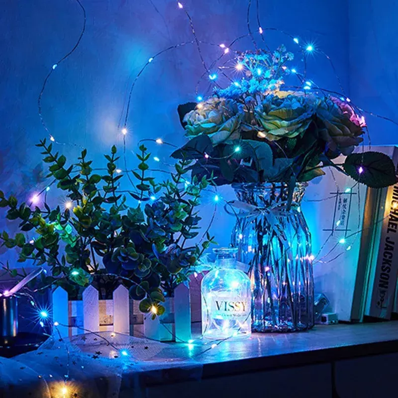 Światła girlanda żarówkowa LED 1/2/3/5M USB na zewnątrz boże narodzenie ślub dekoracje do domu na imprezę girlanda z drutu miedzianego lampki