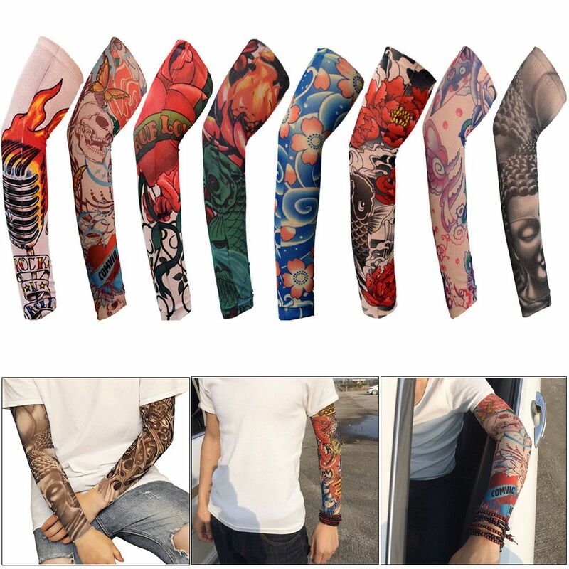 1Pcs Running Warmer UV Protection Basketball Summer Cooling Flower Arm Sleeves Arm Cover Sun Protection Tattoo Arm Sleeves