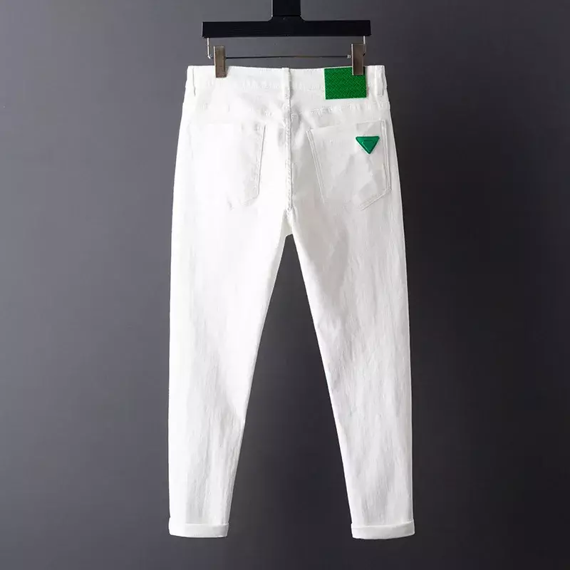 Новинка весна-осень 2024, мужские прямые белые джинсы, модные повседневные классические эластичные джинсовые брюки, мужские Брендовые брюки