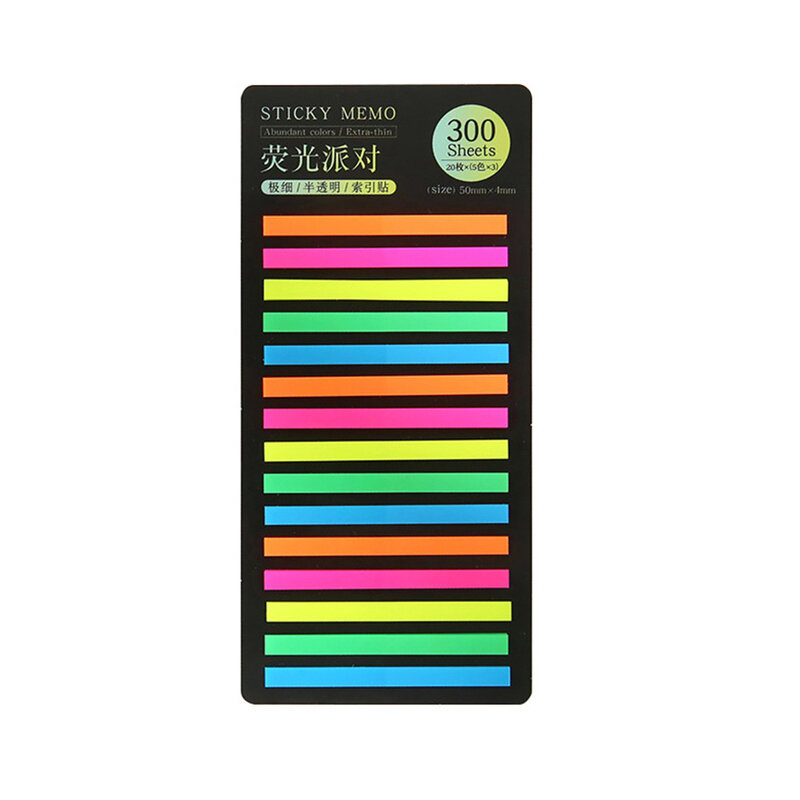 Transparente Rainbow Index Memo Pad, Sticky Notepads, papel autocolante Notas, Material Escolar, Papelaria Kawaii, Presente, Novo, 300 Folhas