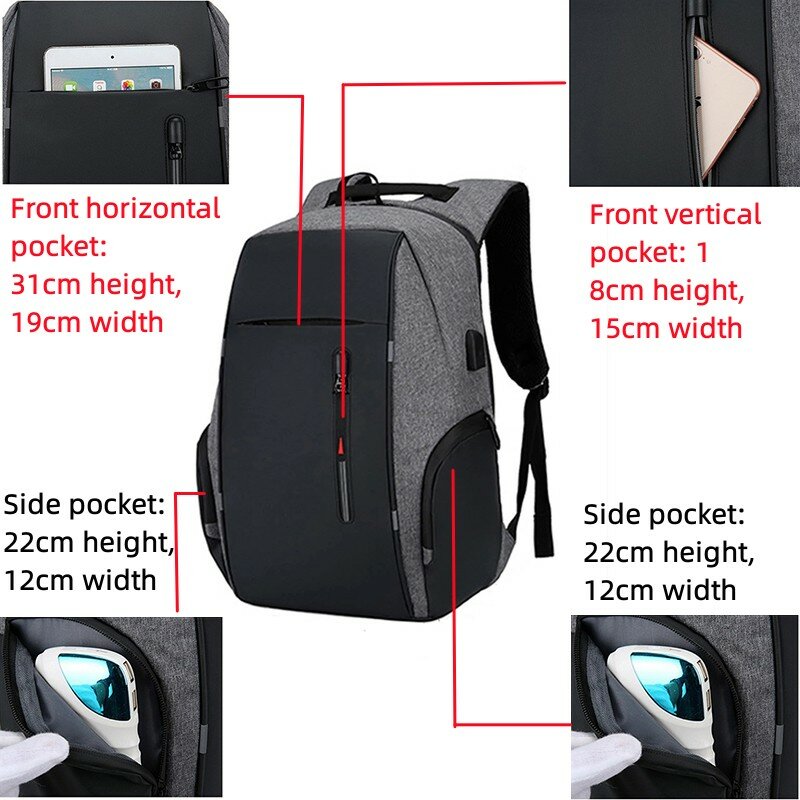 عاكس الرجال 15.6 بوصة محمول على ظهره USB مقاوم للماء دفتر الأعمال السفر الحقائب المدرسية حقيبة ظهر للذكور النساء الإناث